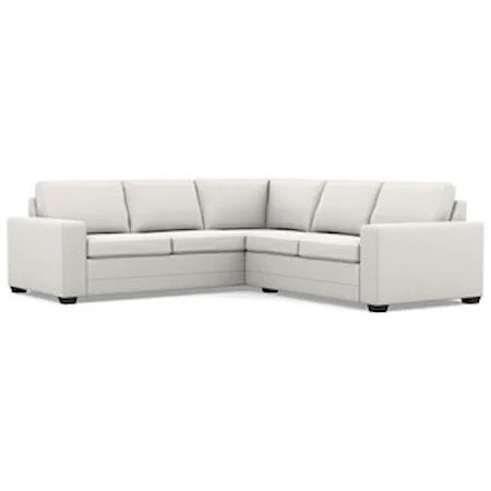 Contemporary Sectional Sofa with Wide Track Arms and Low Legs